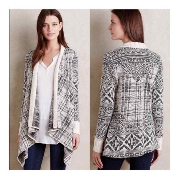 Anthropologie Tiny Mazarine Black And White Cardigan Sweater Size S - Picture 1 of 9